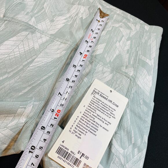 ~ NEW! Sz 4 Lululemon Swift Speed High-Rise Crop, 21" Light Gray Green Blue Lulu - Picture 4 of 16